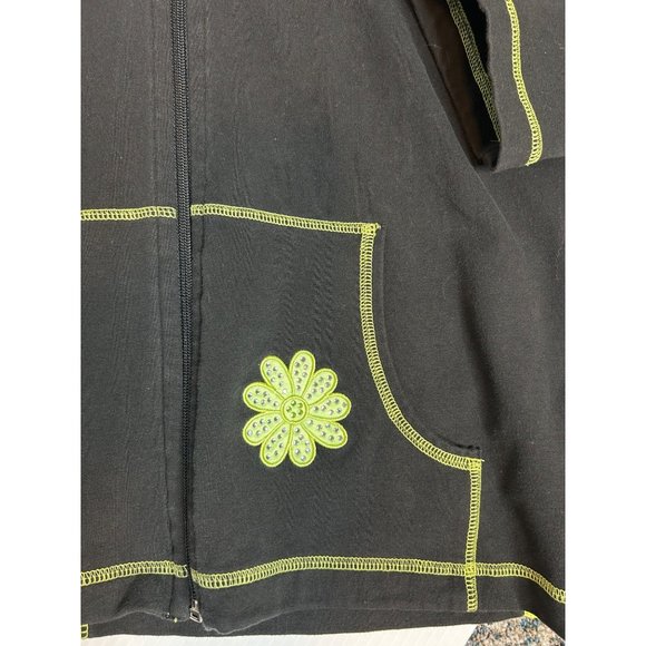 Quacker Factory Hoodie Jacket Black Zip Front Long Sleeve Womens X-Small - Picture 4 of 7